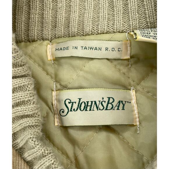 St. John’s Bay Mens L Corduroy Utility Vest Tan Zip Front Quilted Lined Workwear - Picture 2 of 9